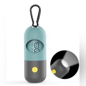 Dog Poop Bag Dispenser LED Light Flashlight Pet Portable Garbage Waste Holder